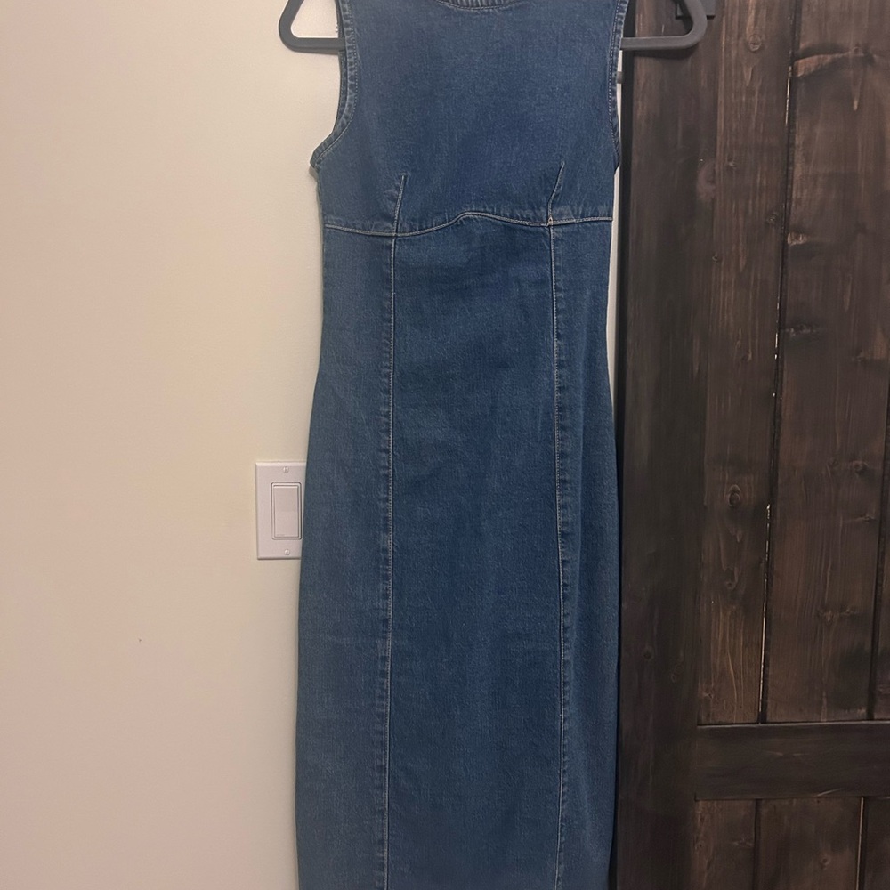 Zara Blue Denim Midi Dress